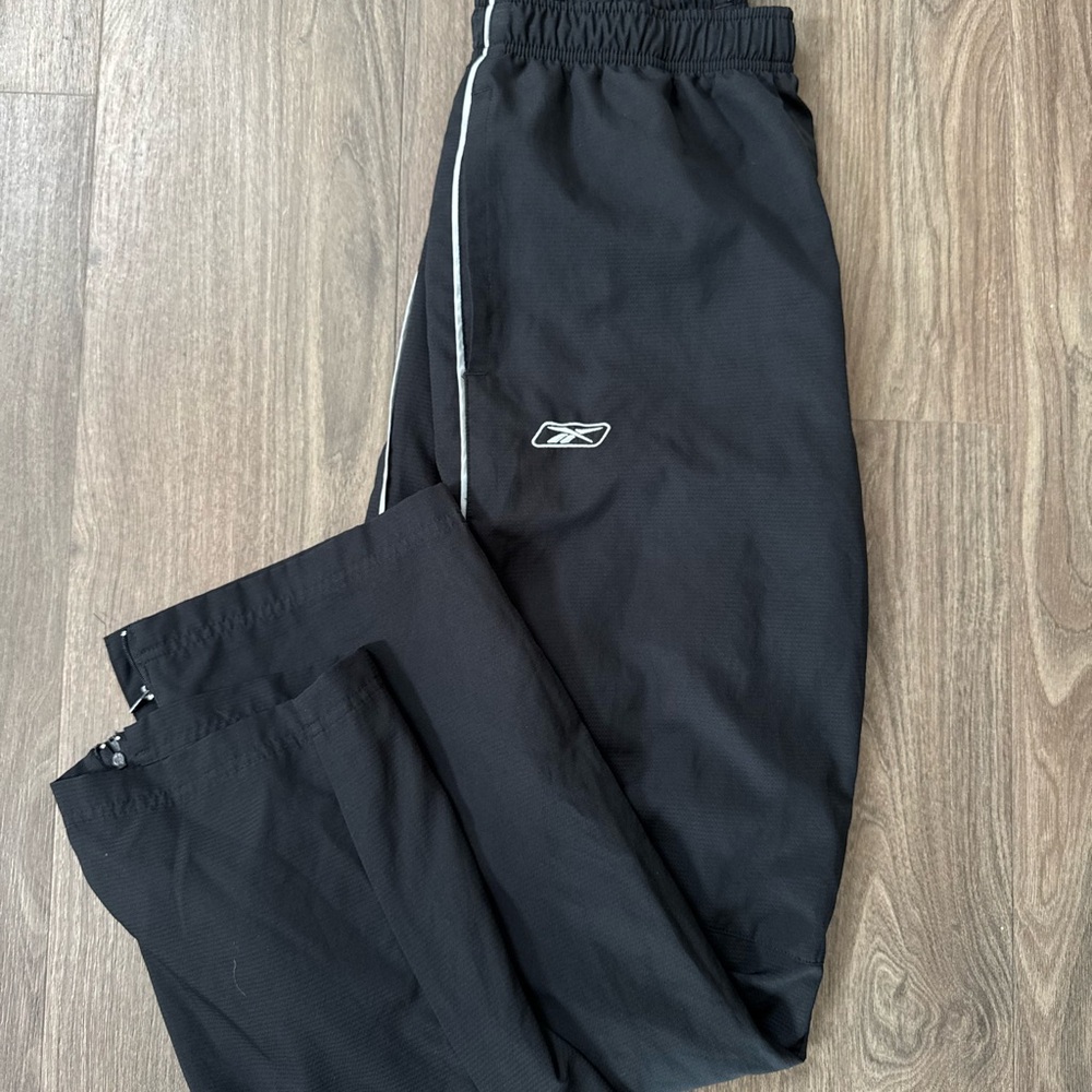 Reebok Black Jogger Pants with White Piping